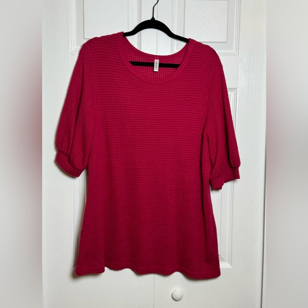 Chic Magenta Knit Blouse by Dokotoo